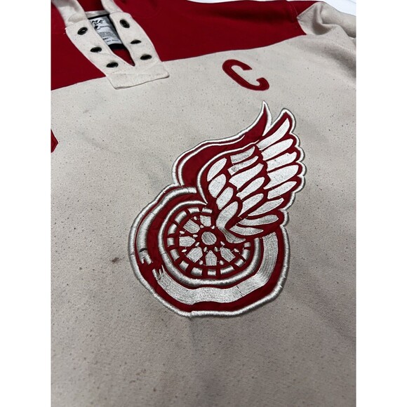 DETROIT REDWINGS Old Time Hockey Lacer Hoodie Hockey Style Gordie Howe #9 XL - Picture 7 of 16
